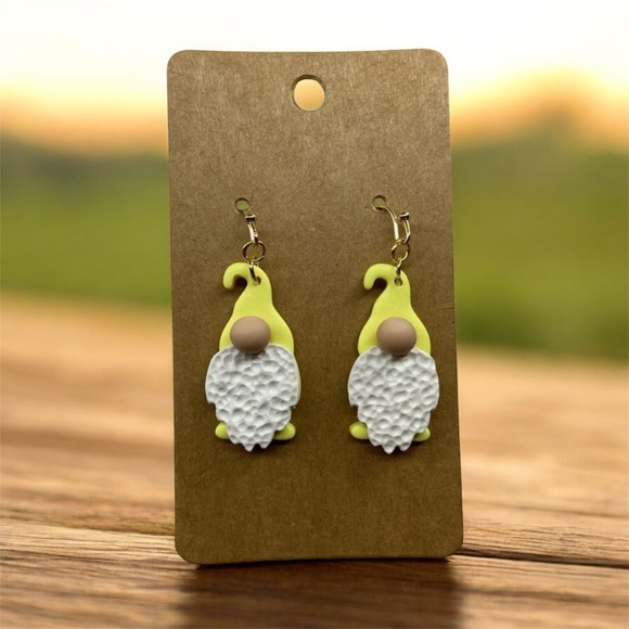 Handmade Jewelry - Handmade Cottagecore Earrings - Lemon Yellow Gnomes🍋